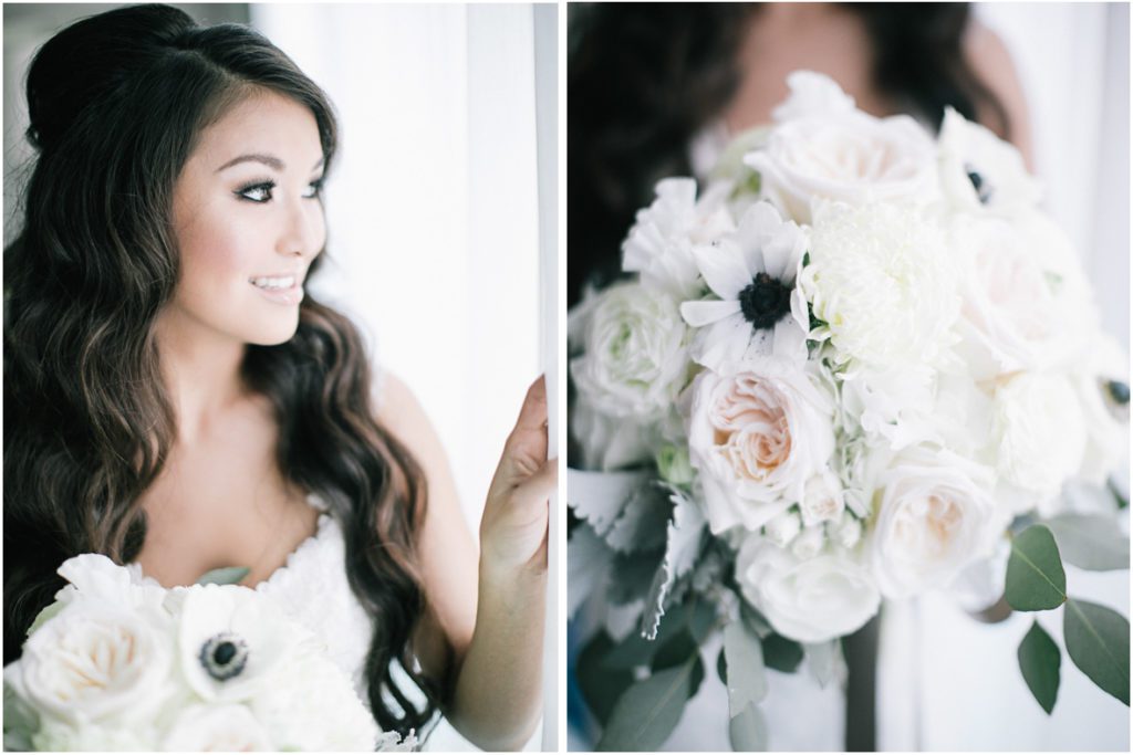 gorgeous bride with makeup before her wedding ceremony