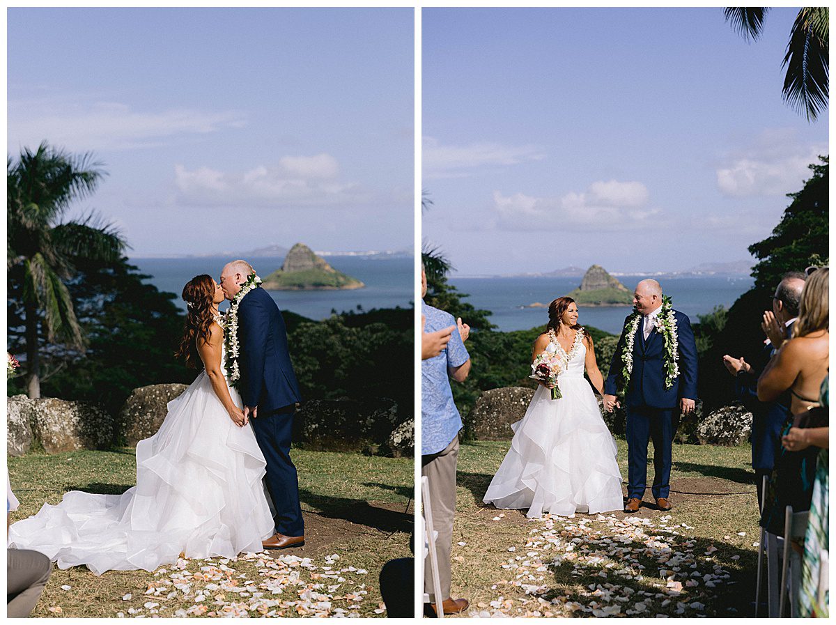 wedding couple with china man's hat in the background